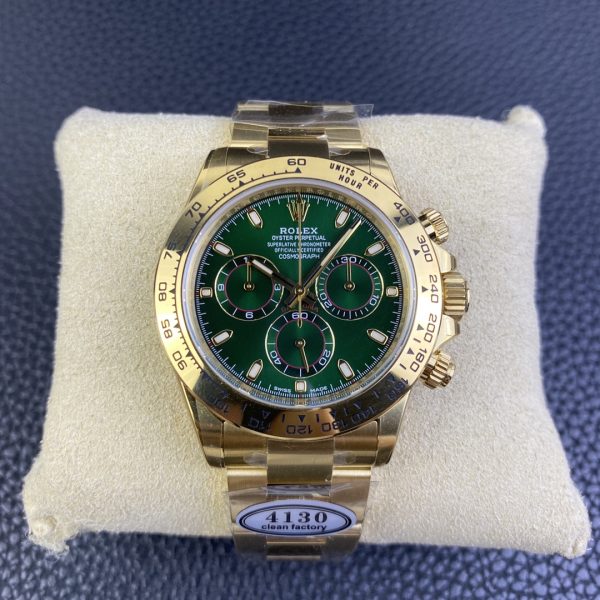 Rolex Daytona 40mm Green Dial 4130 Clean Factory 126508 gold Watch