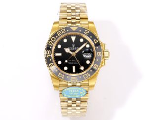 Rolex GMT-MASTER II 3285 Clean Factory 126718GRNR-0001 40mm Full Yellow Gold Black Dial Jubilee