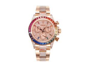 MS Factory Rolex Daytona 116595RBOW 'Rainbow' Rose Gold Pave Diamond Dial Sapphire Bezel
