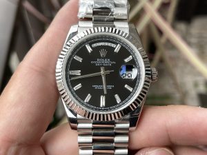 Rolex Day-Date KF Factory 228239-0004 40 White Gold Roman Numerals Black Dial 3255