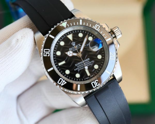 Rolex Submariner - R Strap Premium – Cordura pattern rubber watch band for Submariner 40mm - immagine 6