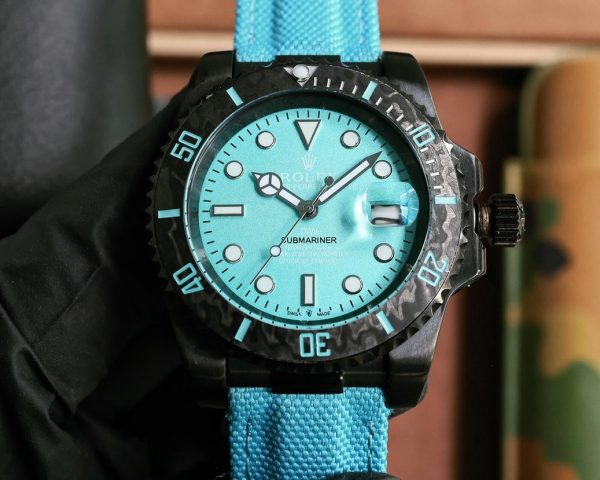 DiW Rolex Submariner Parakeet 40mm 904L Sky Blue/Black Dial Stainless Steel Bezel - Image 11