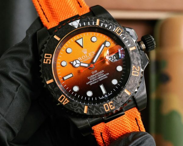 DiW Rolex Submariner Parakeet 40mm Orange/Green Dial 904L Black Stainless Steel Bezel - Image 3