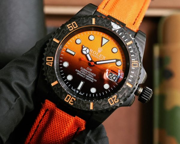 DiW Rolex Submariner Parakeet 40mm Orange/Green Dial 904L Black Stainless Steel Bezel - Image 4
