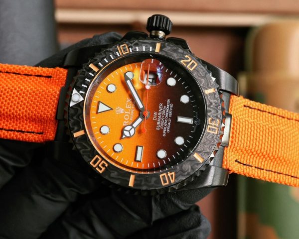 DiW Rolex Submariner Parakeet 40mm Orange/Green Dial 904L Black Stainless Steel Bezel - Image 5