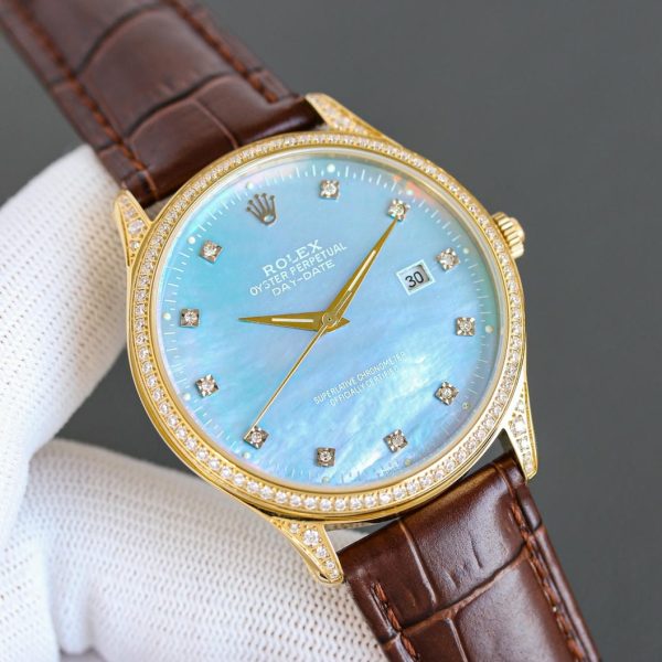 Rolex Day-Date 42mm White Gold Roman Numeral Dial Baguette Diamond Bezel - Image 5