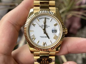 Rolex Day-Date KF Factory 228238 40mm Gold Roman Numerals White Dial 3255
