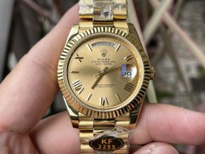 Rolex Day-Date KF Factory 228238 40mm Gold Roman Numerals Gold Dial 3255