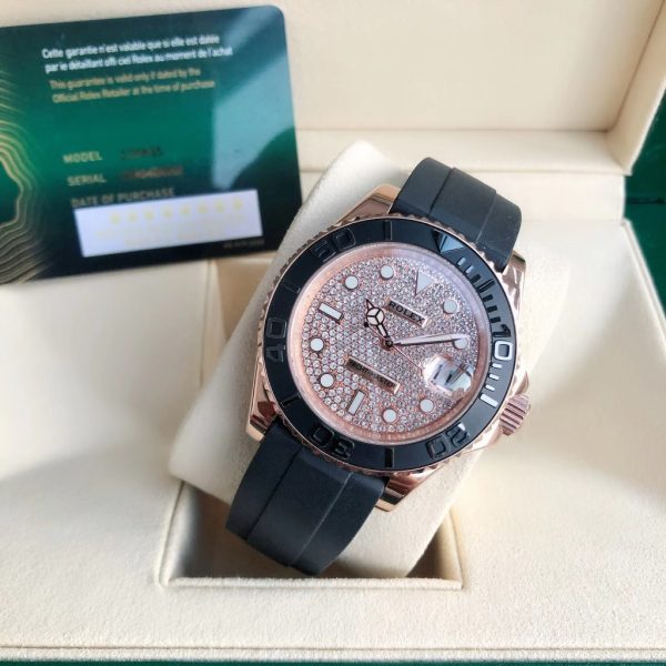 Rolex Yacht Master 40mm Rose Gold Oysterflex Diamond Dial Dial 116655 - Image 4