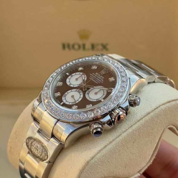 Rolex Daytona 116576TBR Oyster Perpetual Daytona Coffee Dial Platinum Diamond Bezel – Image 4