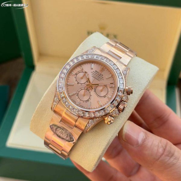 Rolex Daytona 116576TBR Rose Gold Oyster Perpetual Daytona Platinum Diamond Bezel – Image 3
