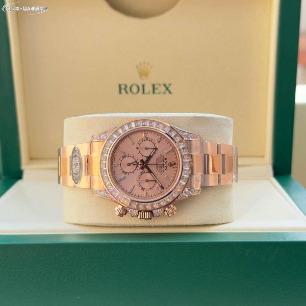Rolex Daytona 116576TBR Rose Gold Oyster Perpetual Daytona Platinum Diamond Bezel – Image 4