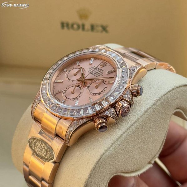 Rolex Daytona 116576TBR Rose Gold Oyster Perpetual Daytona Platinum Diamond Bezel – Image 5