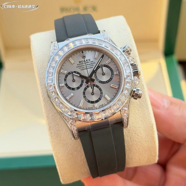 Rolex Daytona 116576TBR Oyster Perpetual Daytona Meteorite color dial Platinum Diamond Bezel – Image 4