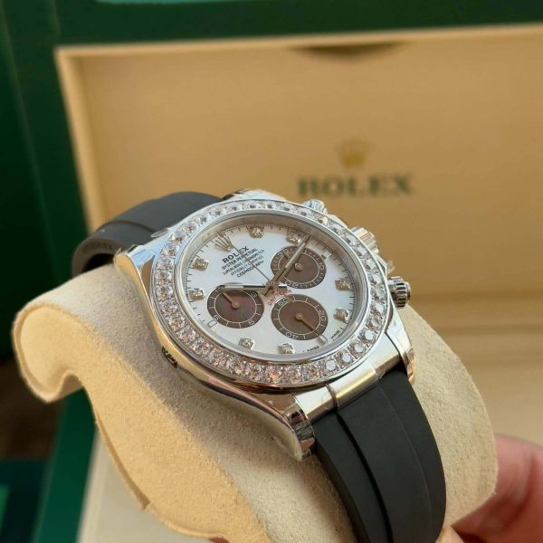 Rolex Daytona 116576TBR Oyster Perpetual Daytona White Dial Platinum Diamond Bezel – Bild 3