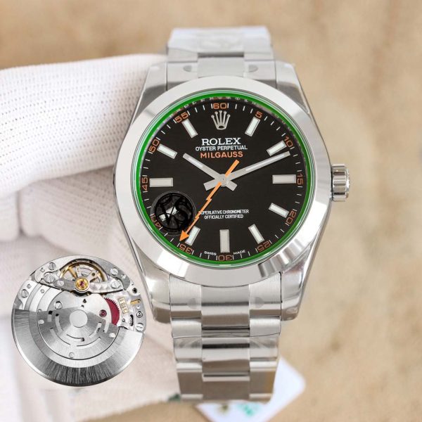 VS Factory Rolex Milgauss Ref 116400GV Black Dial Green Crystal